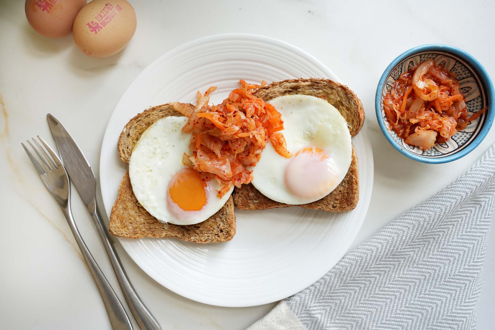 Air fryer fried eggs on toast