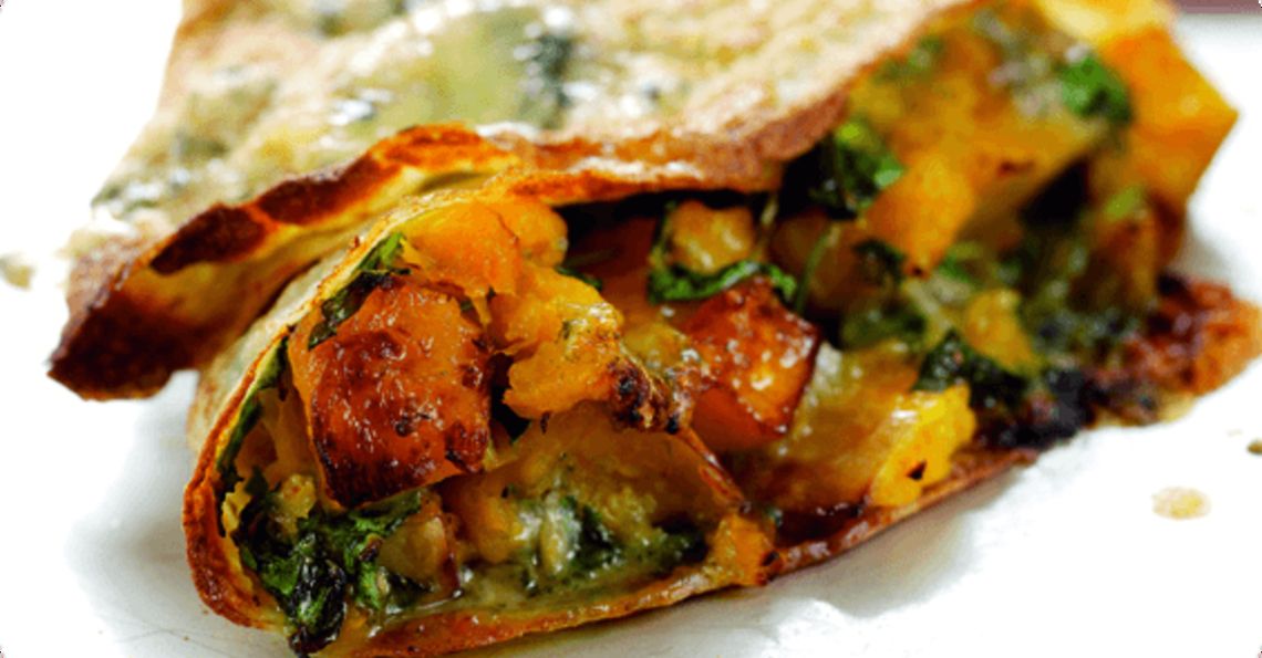 Butternut squash and stilton pancakes
