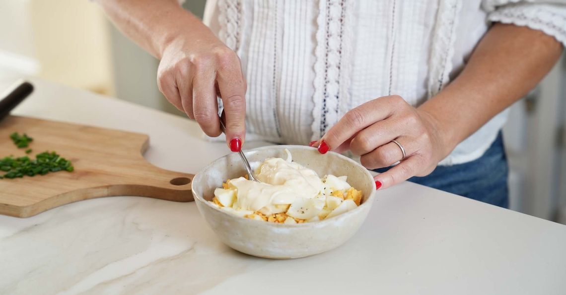 Egg mayonnaise in bowl